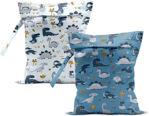 2Pcs Wet Bag, Wet Dry Bag Reusable with Zipper, Travel, Beach, Pool, Diapers, Baby Clothes, Dirty Yoga Gym Clothes,Toiletry, Hook to Stroller, Waterproof Wetdry Packing, Goose Decor (12x10 Inch) in Saudi Arabia