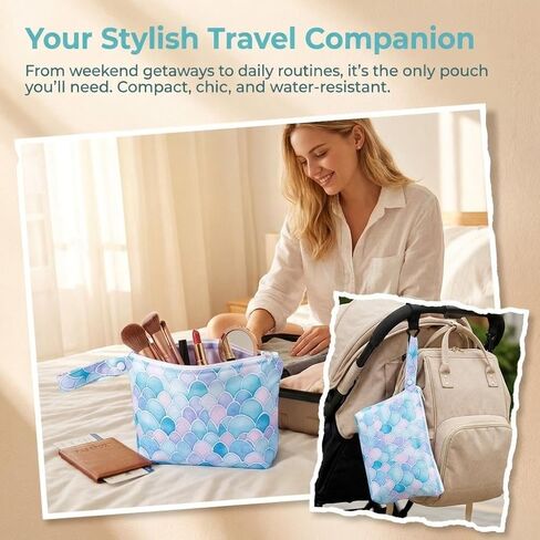 Waterproof Wet Bag with Wrist Strap, Reusable Zippered Pouch for Beach, Swim & Travel, Compact Cosmetic Toiletry Organizer Bag, 7.9 * 9.5 * 2 inches in Saudi Arabia