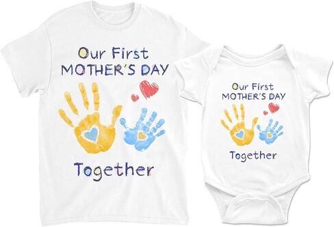 قمصان Mommy and Me ملابس متطابقة لعيد الأم الأول مصنوعة من القطن بنسبة 100% للمرة الأولى للأم الجديدة والمولود الجديد in Kuwait
