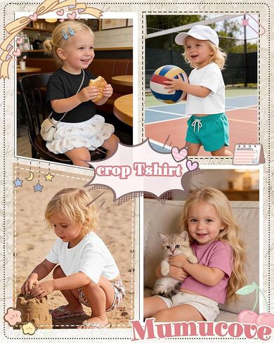 3 Pack Toddler Girls Crop Tops Short Sleeve Crew Neck T Shirts for Girl Loose Cropped Basic Kids Tees 18M-5T in Saudi Arabia