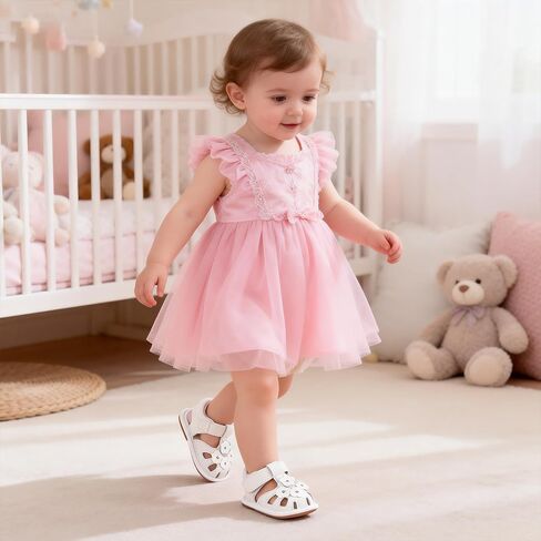 Jastore Infant Baby Girls Sandals Toddler Flower Anti Slip Rubber Sole Newborn Prewalker First Crib Shoes Breathable Summer Outdoor Beach Shoes in Saudi Arabia