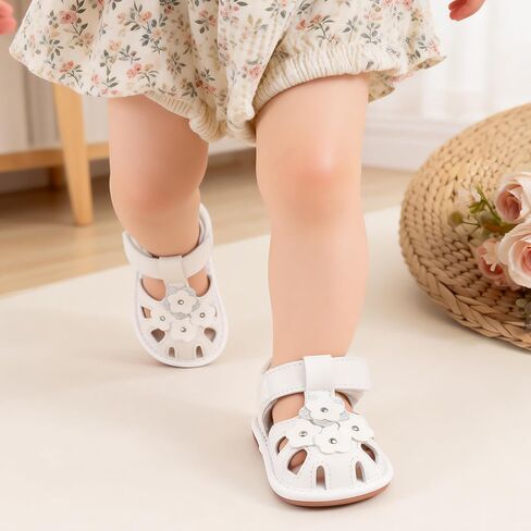Jastore Infant Baby Girls Sandals Toddler Flower Anti Slip Rubber Sole Newborn Prewalker First Crib Shoes Breathable Summer Outdoor Beach Shoes in Saudi Arabia
