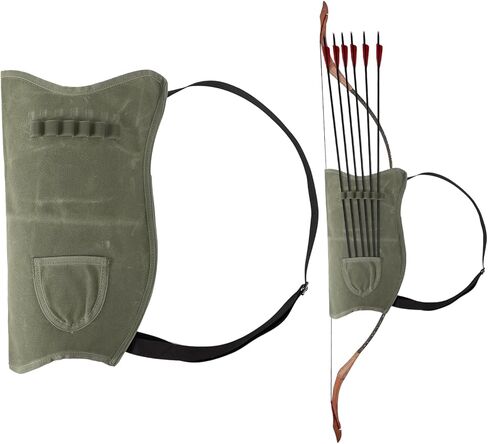 HERSENT Archery Bow Carrier with Arrow Slots,Archery Back Arrow Quiver Arrow Holder,Adjustable Shoulder Strap for Hiking Hunting,Shooting Targeting,Training,Cosplay,Archer Accessories（Only Bag in Saudi Arabia