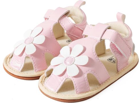 Jastore Infant Baby Girls Sandals Toddler Flower Anti Slip Rubber Sole Newborn Prewalker First Crib Shoes Breathable Summer Outdoor Beach Shoes in Saudi Arabia