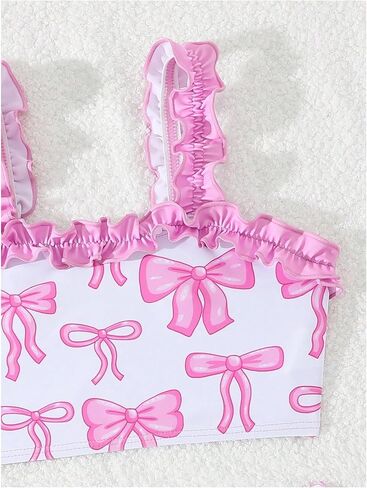 SOLY HUX Toddler Girl's Cute Swimsuits Bow Ruffle Bikini Set High Waisted Bathing Suit 2 Piece Swimwear in Saudi Arabia