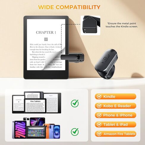 Page Turner Ring Remote for Kobo Kindle Paperwhite Colorsoft Scrible, eReader Accessory, Clicker Gifts for iPad Readers, Accessory for Kindle Lovers, Bed Reading Plastic Case-Friendly Silent in Saudi Arabia