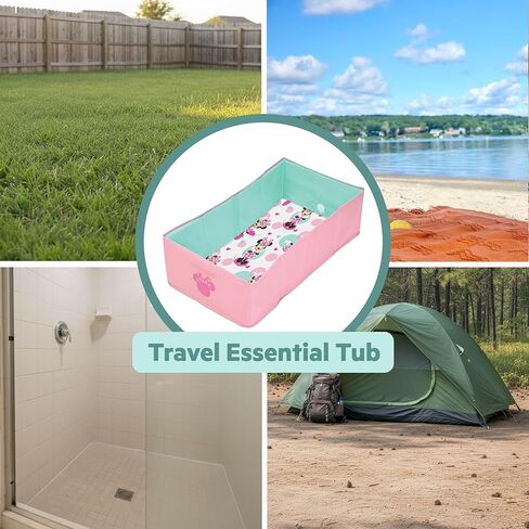 Disney Baby Minnie Mouse Tuckaway Toddler Folding Tub, Converts Shower to Bathtub, Folds to Store, Easy to Clean, Portable Baby Bathtub for Travel, 12M-5Y in Kuwait