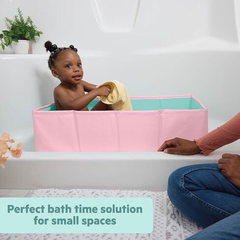 Disney Baby Minnie Mouse Tuckaway Toddler Folding Tub, Converts Shower to Bathtub, Folds to Store, Easy to Clean, Portable Baby Bathtub for Travel, 12M-5Y in Kuwait