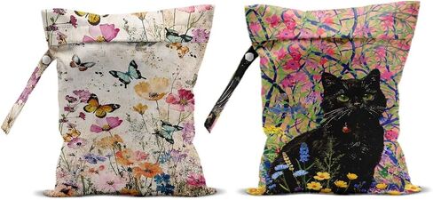 2Pcs Forest Animals Print Wet Bags, Wet Dry Bag Reusable for Swimsuit, Travel, Diapers, Pool, Beach, Dirty Yoga Gym Clothes, Toiletries, Makeup Bag, Zipper Pouch Waterproof Birthday Christmas Gifts in Kuwait