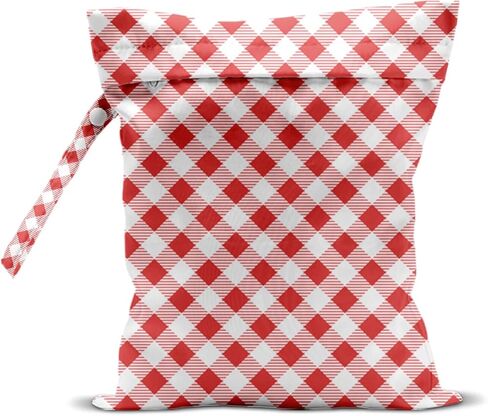 Wet Bag, Wet Dry Bag, Waterproof Swim Bags, Machine Washable Reusable Bags for Beach, Pool, Diapers, and Dirty Yoga Gym Clothes(Warm Orange Small Checkerboard Design) in Saudi Arabia
