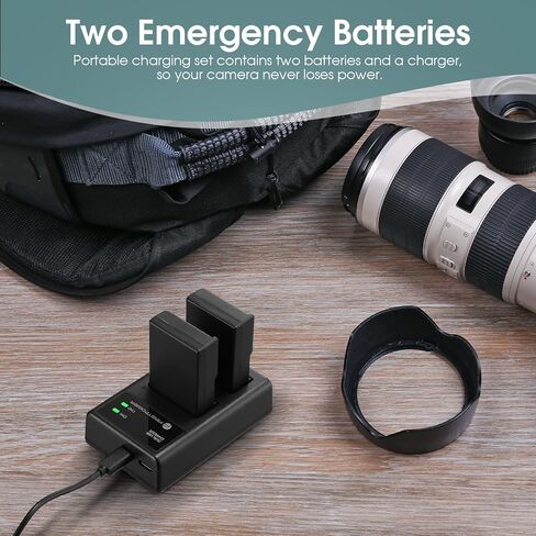بطارية FirstPower EN-EL9 EN EL9a 2 حزمة 2000 مللي أمبير في الساعة وشاحن USB مزدوج متوافق مع كاميرات Nikon D40، D40x، D60، D3000، D5000 الرقمية SLR in Kuwait