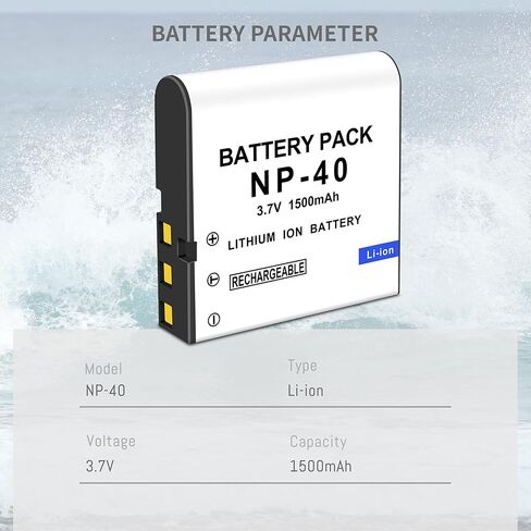 3 عبوات بطاريات NP-40، شاحن USB ثنائي القناة متوافق مع Casio NP-40 Kodak LB-060، GE GB-60 Exilim EX-Z400، Exilim EX-FC100، Exilim EX-FC100WE، Exilim EX-FC150، Exilim EX-FC150BK 3.7 فولت 1500 مللي أمبير في الساعة in Kuwait