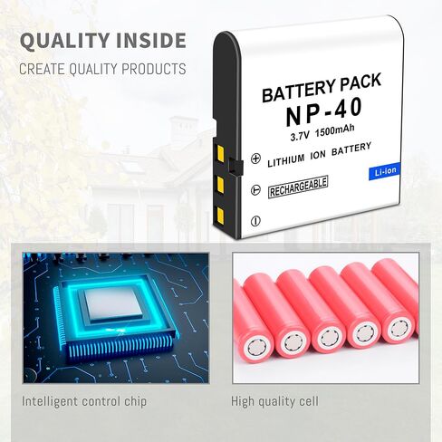 3 عبوات بطاريات NP-40، شاحن USB ثنائي القناة متوافق مع Casio NP-40 Kodak LB-060، GE GB-60 Exilim EX-Z400، Exilim EX-FC100، Exilim EX-FC100WE، Exilim EX-FC150، Exilim EX-FC150BK 3.7 فولت 1500 مللي أمبير في الساعة in Kuwait