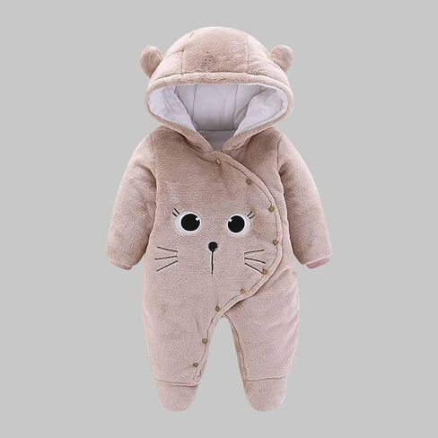 سترة مبطنة للأطفال صبي فتاة طويلة الأكمام القط Kawaii الحرارية سميكة غامض مقنعين أسفل السترات المآزر ملابس داخلية داخلية اغطية معاطف Catsuit الطفل 2026 3 أشهر in Kuwait
