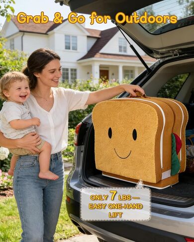 Toddler Travel Bed, Portable Toddler Floor Bed Washable Cover, Foldable Soft Foam Travel Crib for Baby and Kids, Toddler Cot for Home/Travel/Camping Sleep-Sandwich Shaped in Kuwait