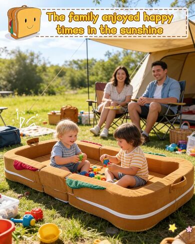 Toddler Travel Bed, Portable Toddler Floor Bed Washable Cover, Foldable Soft Foam Travel Crib for Baby and Kids, Toddler Cot for Home/Travel/Camping Sleep-Sandwich Shaped in Kuwait