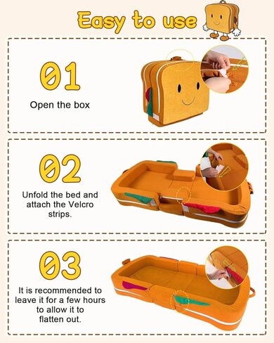 Toddler Travel Bed, Portable Toddler Floor Bed Washable Cover, Foldable Soft Foam Travel Crib for Baby and Kids, Toddler Cot for Home/Travel/Camping Sleep-Sandwich Shaped in Kuwait