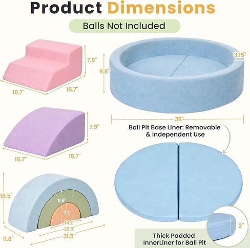 cossy Foam Climbing Blocks for Toddlers, 38 x 38in Round Ball Pit for Babies, 8pcs Toddler Climbing Toys Indoor, Soft Play Set, Baby Climbing Blocks, Ideal for Crawling & Climbing(Balls Not Included) in Kuwait