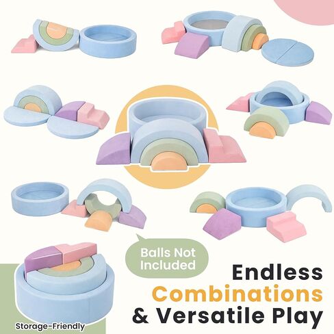 cossy Foam Climbing Blocks for Toddlers, 38 x 38in Round Ball Pit for Babies, 8pcs Toddler Climbing Toys Indoor, Soft Play Set, Baby Climbing Blocks, Ideal for Crawling & Climbing(Balls Not Included) in Kuwait