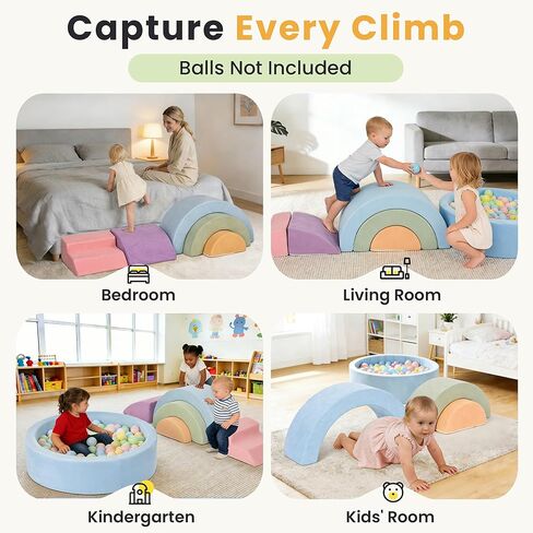 cossy Foam Climbing Blocks for Toddlers, 38 x 38in Round Ball Pit for Babies, 8pcs Toddler Climbing Toys Indoor, Soft Play Set, Baby Climbing Blocks, Ideal for Crawling & Climbing(Balls Not Included) in Kuwait