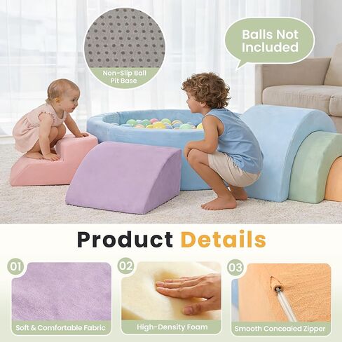 cossy Foam Climbing Blocks for Toddlers, 38 x 38in Round Ball Pit for Babies, 8pcs Toddler Climbing Toys Indoor, Soft Play Set, Baby Climbing Blocks, Ideal for Crawling & Climbing(Balls Not Included) in Kuwait