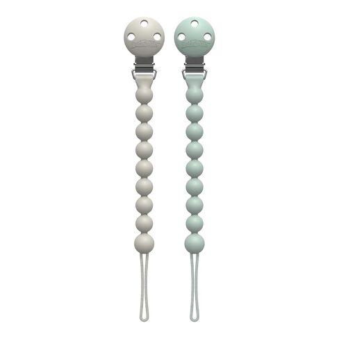 Dr. Brown's Silicone Pacifier Clips, Universal Fit Strap for Pacifiers, Green/Gray, BPA Free, 0-18 Months, 2-Pack in Kuwait