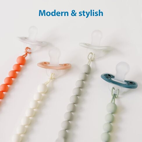 Dr. Brown's Silicone Pacifier Clips, Universal Fit Strap for Pacifiers, Green/Gray, BPA Free, 0-18 Months, 2-Pack in Kuwait