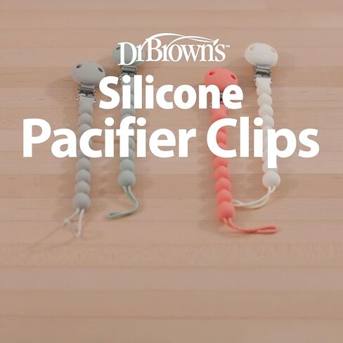 Dr. Brown's Silicone Pacifier Clips, Universal Fit Strap for Pacifiers, Green/Gray, BPA Free, 0-18 Months, 2-Pack in Kuwait