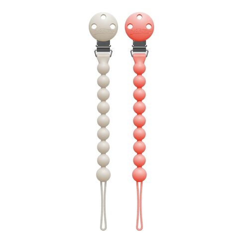 Dr. Brown's Silicone Pacifier Clips, Universal Fit Strap for Pacifiers, Green/Gray, BPA Free, 0-18 Months, 2-Pack in Kuwait