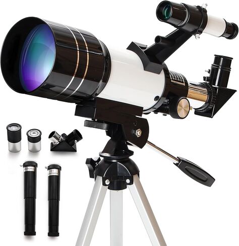 Aurosports Refractor Telescope for Adults & Kids - 70mm Aperture 300mm Portable Telescope for Astronomy Beginners with Phone Adapter & Tripod - 15x-150x High Powered Magnification for Stargazing in Kuwait