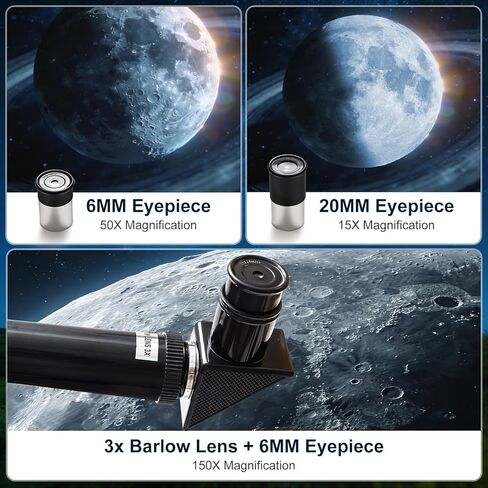 Aurosports Refractor Telescope for Adults & Kids - 70mm Aperture 300mm Portable Telescope for Astronomy Beginners with Phone Adapter & Tripod - 15x-150x High Powered Magnification for Stargazing in Kuwait