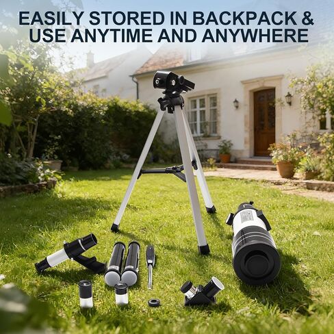 Aurosports Refractor Telescope for Adults & Kids - 70mm Aperture 300mm Portable Telescope for Astronomy Beginners with Phone Adapter & Tripod - 15x-150x High Powered Magnification for Stargazing in Kuwait