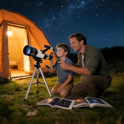 Aurosports Refractor Telescope for Adults & Kids - 70mm Aperture 300mm Portable Telescope for Astronomy Beginners with Phone Adapter & Tripod - 15x-150x High Powered Magnification for Stargazing in Kuwait