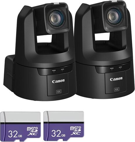 Canon CR-N500 4K NDI PTZ Camera with 15x Optical Zoom Bundle (Black) (2-Pack) | UHD Video, NDI|HX, IP Streaming & Smooth Pan/Tilt Control | Great for Broadcast & Live Events (4839C001) + 2X 32GB Card in Kuwait