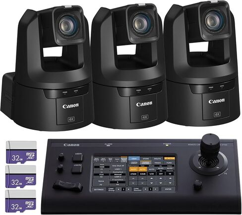 Canon CR-N500 4K NDI PTZ Camera with 15x Optical Zoom Bundle (Black) (3-Pack) | UHD Video, NDI|HX, IP Streaming & Smooth Pan/Tilt Control | for Broadcast & Live Events (4839C001) + RC-IP100 + More in Kuwait
