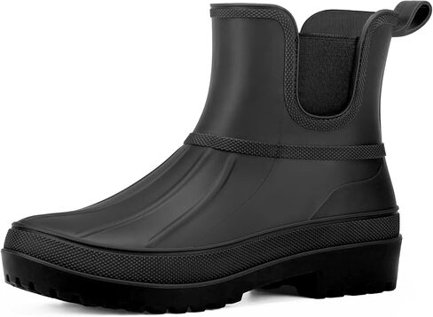HISEA Chelsea Rain Boots for Women, Short Ankle Rubber Duck Boots, Waterproof Lightweight Non-Slip Garden Shoes, Comfortable Mud Boots for Outdoor & Gardening in Kuwait