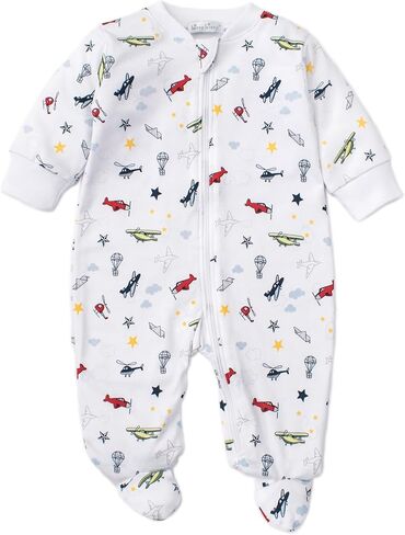 Kissy Kissy Baby Boys 100% Pima Cotton Aviators Print 2-Way Zip Front Footie Pajamas in Kuwait