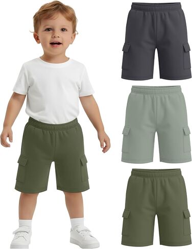3 Pack Toddler Boy Bermuda Shorts | Kids, Bermuda, Elastic Waist, Sweatshorts, Pocket, Basic, Comfortable, Baby Boy, Casual, Summer Clothes, in Saudi Arabia