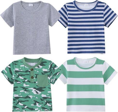 Baby Boy Clothes Toddler Boy T Shirts 6 12 18 24 Months 2T 3T 4-Pack Summer Baby Clothes for Boys Baby Tee in Kuwait