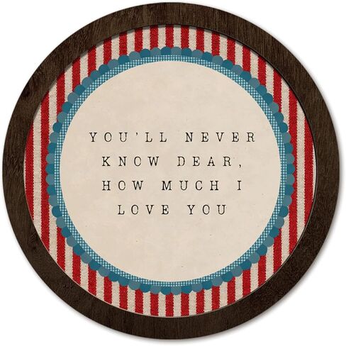 PeakClub Vintage Playroom Nursery Round Wooden Wall Art, Baby Boys Girls Kids Toddler Nursery Decor, You'll Never Know Dear How Much I Love You 10x10 Inch in Kuwait