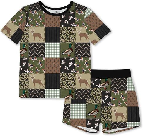 Weiwei Bamboo Viscose Pajamas Toddler Boys Girls, Kids Short Sleeve Pajama Set 2pcs Summer Sleeper Snug fit Pjs in Kuwait