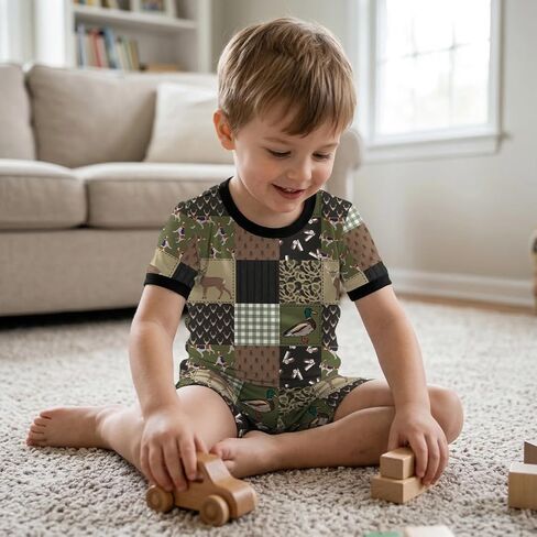 Weiwei Bamboo Viscose Pajamas Toddler Boys Girls, Kids Short Sleeve Pajama Set 2pcs Summer Sleeper Snug fit Pjs in Kuwait