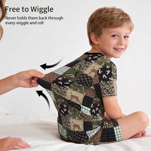 Weiwei Bamboo Viscose Pajamas Toddler Boys Girls, Kids Short Sleeve Pajama Set 2pcs Summer Sleeper Snug fit Pjs in Kuwait
