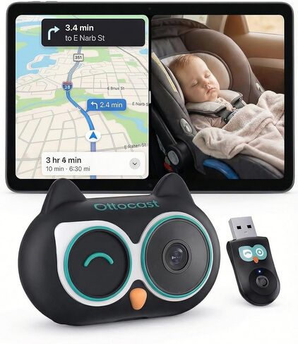 كاميرا سيارة OTTOCAST Cabin Care Baby Car 2026، تستخدم الشاشة المدمجة في سيارتك، لا حاجة إلى شاشة إضافية، شاشة مقسمة لتشغيل السيارة وعرض الطفل، رؤية ليلية غير متوهجة، التوصيل والتشغيل، زاوية واسعة 150 درجة (لا يوجد دعم Android) in Kuwait