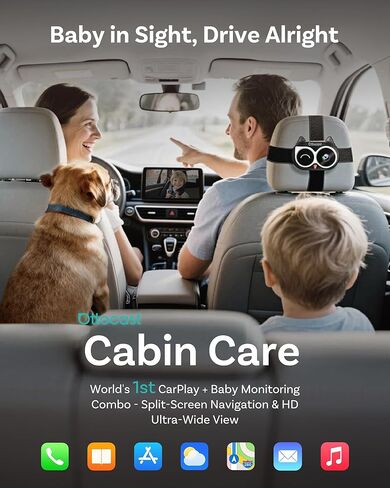 كاميرا سيارة OTTOCAST Cabin Care Baby Car 2026، تستخدم الشاشة المدمجة في سيارتك، لا حاجة إلى شاشة إضافية، شاشة مقسمة لتشغيل السيارة وعرض الطفل، رؤية ليلية غير متوهجة، التوصيل والتشغيل، زاوية واسعة 150 درجة (لا يوجد دعم Android) in Kuwait
