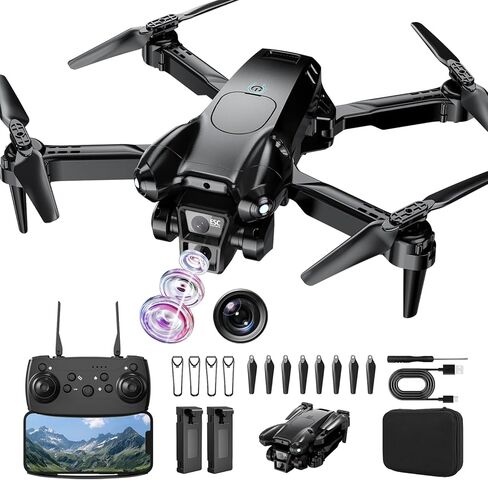 Drone with Camera 1080P HD,Mini Drone for Beginners Kids Adults,Foldable RC Quadcopter with Stable Hover,Trajectory Flight,One Key Take Off/Land,2 Batteries,Toys for Boys and Girls（Black) in Kuwait