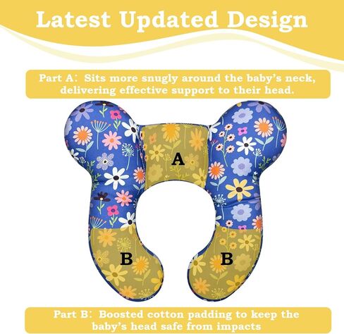 Baby Travel Pillow,Infant Neck Pillows for Car Seat,Newborn Head and Neck Support for Pushchair - Rainbow in Saudi Arabia