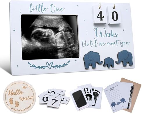 Sonogram Picture Frame with Countdown Weeks - 4''x3'' Ultrasound Photo Frame Pregnancy Announcement for Expecting Parents/Grandparents Reveal, Mother's Day and Mom to be Gifts for 1st Time Mom in Kuwait