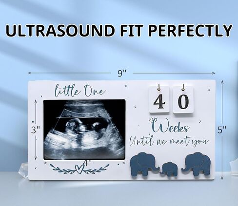 Sonogram Picture Frame with Countdown Weeks - 4''x3'' Ultrasound Photo Frame Pregnancy Announcement for Expecting Parents/Grandparents Reveal, Mother's Day and Mom to be Gifts for 1st Time Mom in Kuwait
