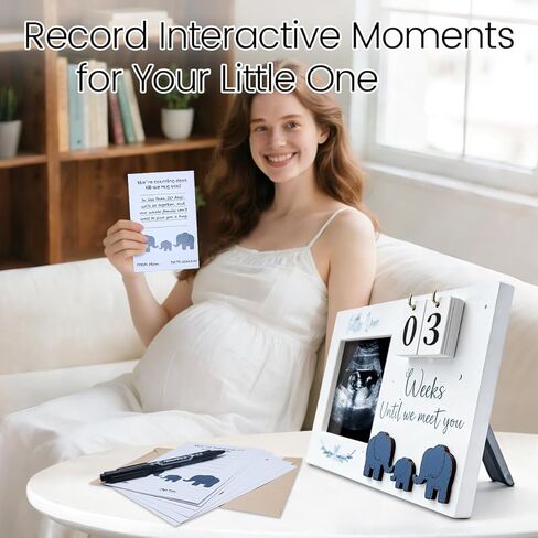 Sonogram Picture Frame with Countdown Weeks - 4''x3'' Ultrasound Photo Frame Pregnancy Announcement for Expecting Parents/Grandparents Reveal, Mother's Day and Mom to be Gifts for 1st Time Mom in Kuwait